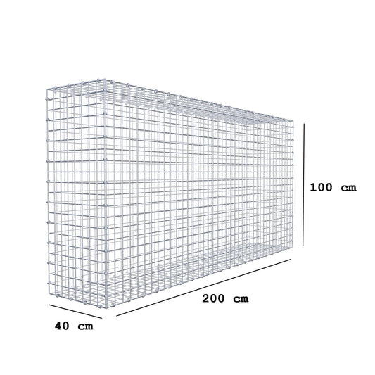 Gabion 200 cm x 100 cm x 40 cm (L x H x P), mailles 5 x 5 cm, anneau en spirale