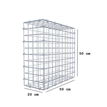 Gabion 50 cm x 50 cm x 20 cm (L x H x D), maskstorlek 5 x 5 cm, spiralring