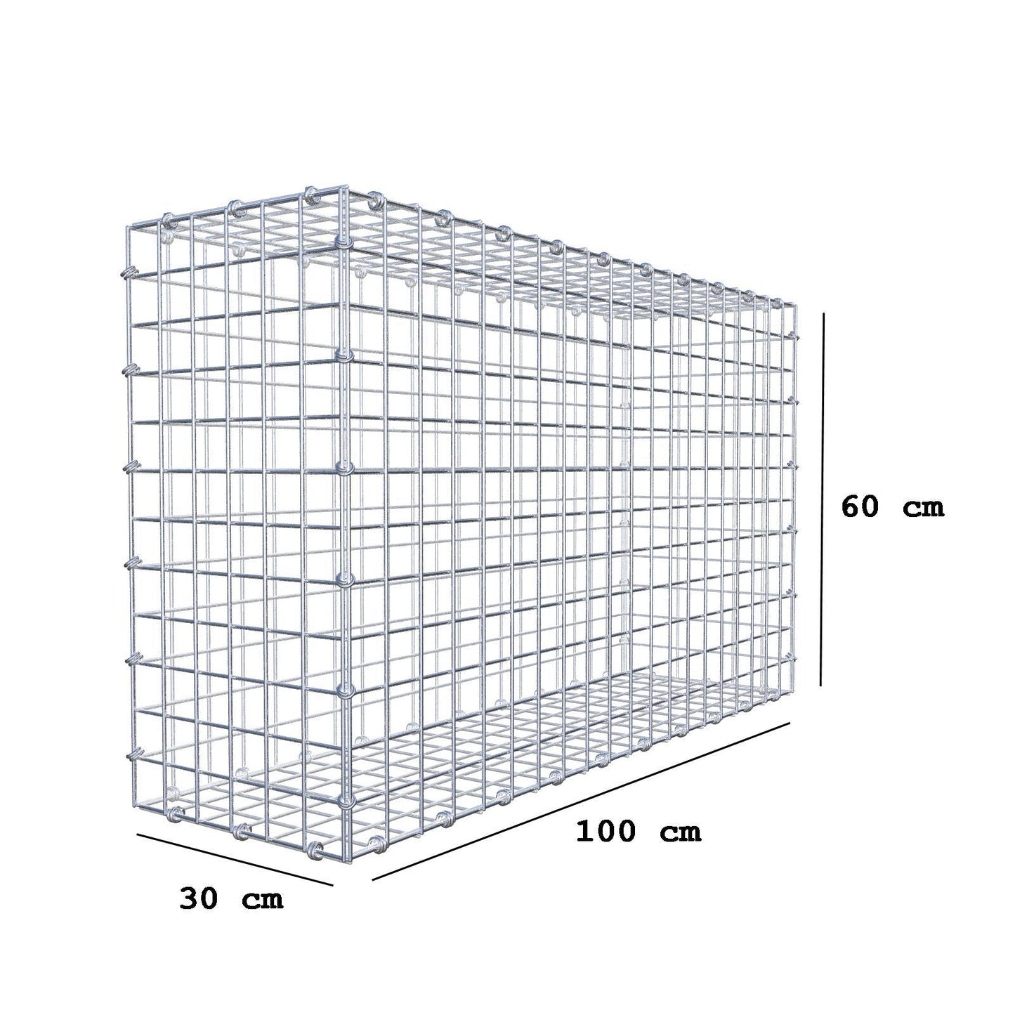 Gabion 100 cm x 60 cm x 30 cm (L x H x D), mesh size 5 x 5 cm, spiral ring