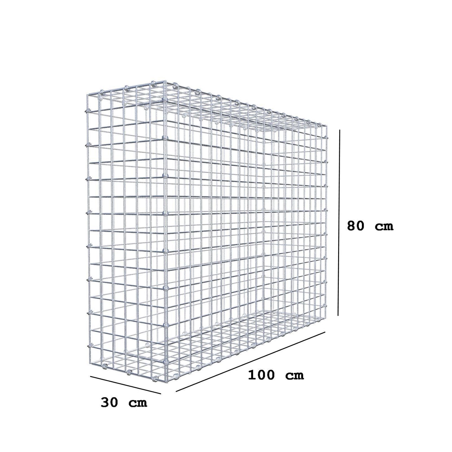 Gabion 100 cm x 80 cm x 30 cm (L x H x D), mesh size 5 x 5 cm, spiral ring