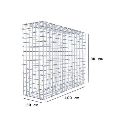 Gabion 100 cm x 80 cm x 30 cm (L x H x D), mesh size 5 x 5 cm, spiral ring