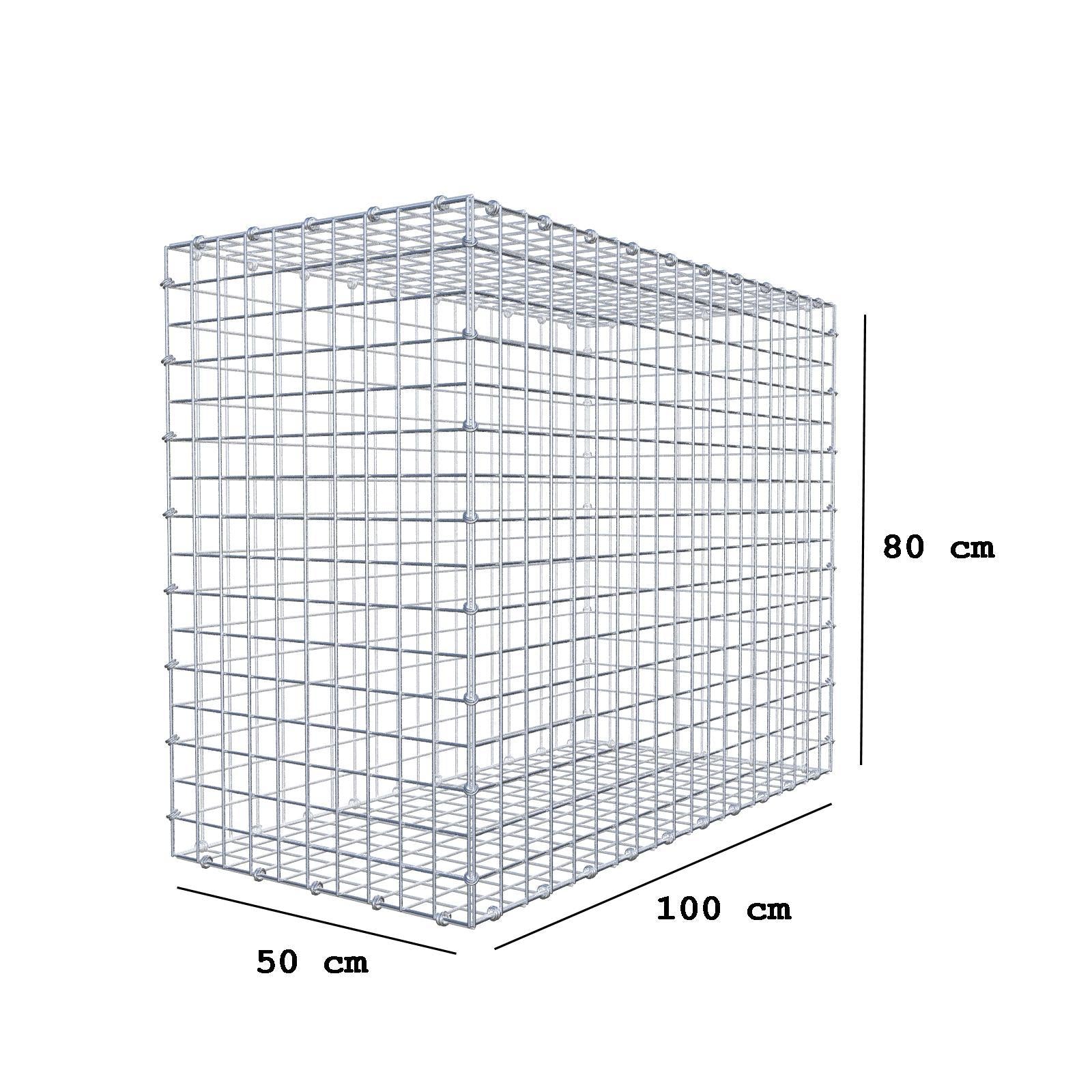 Gabion 100 cm x 80 cm x 50 cm (L x H x D), maskstorlek 5 x 5 cm, spiralring