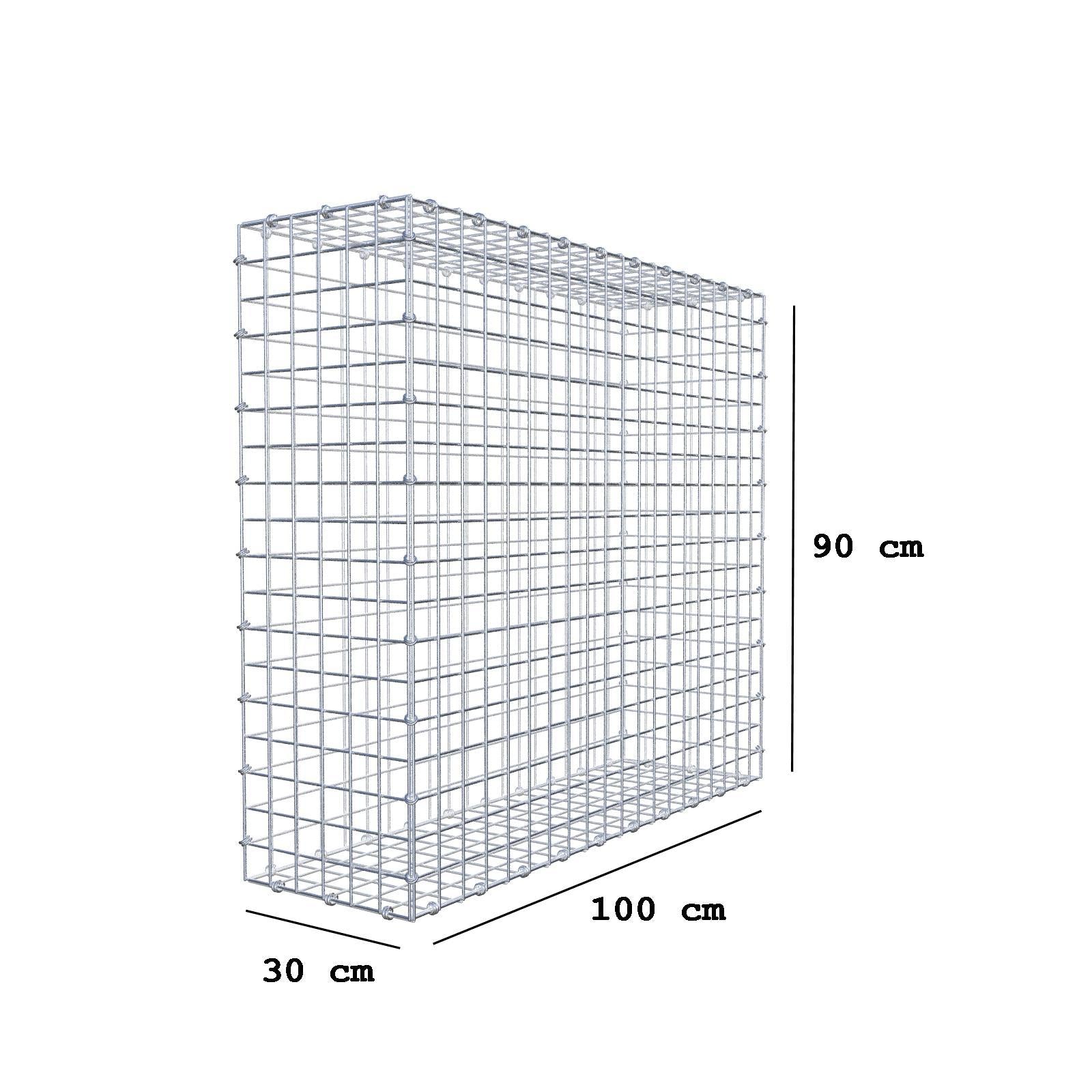 Gabion 100 cm x 90 cm x 30 cm (L x H x D), mesh size 5 x 5 cm, spiral ring