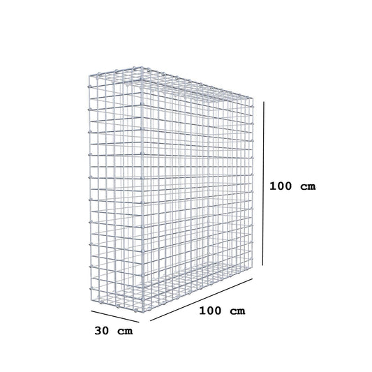 Gabion 100 cm x 100 cm x 30 cm (L x H x D), mesh size 5 x 5 cm, spiral ring
