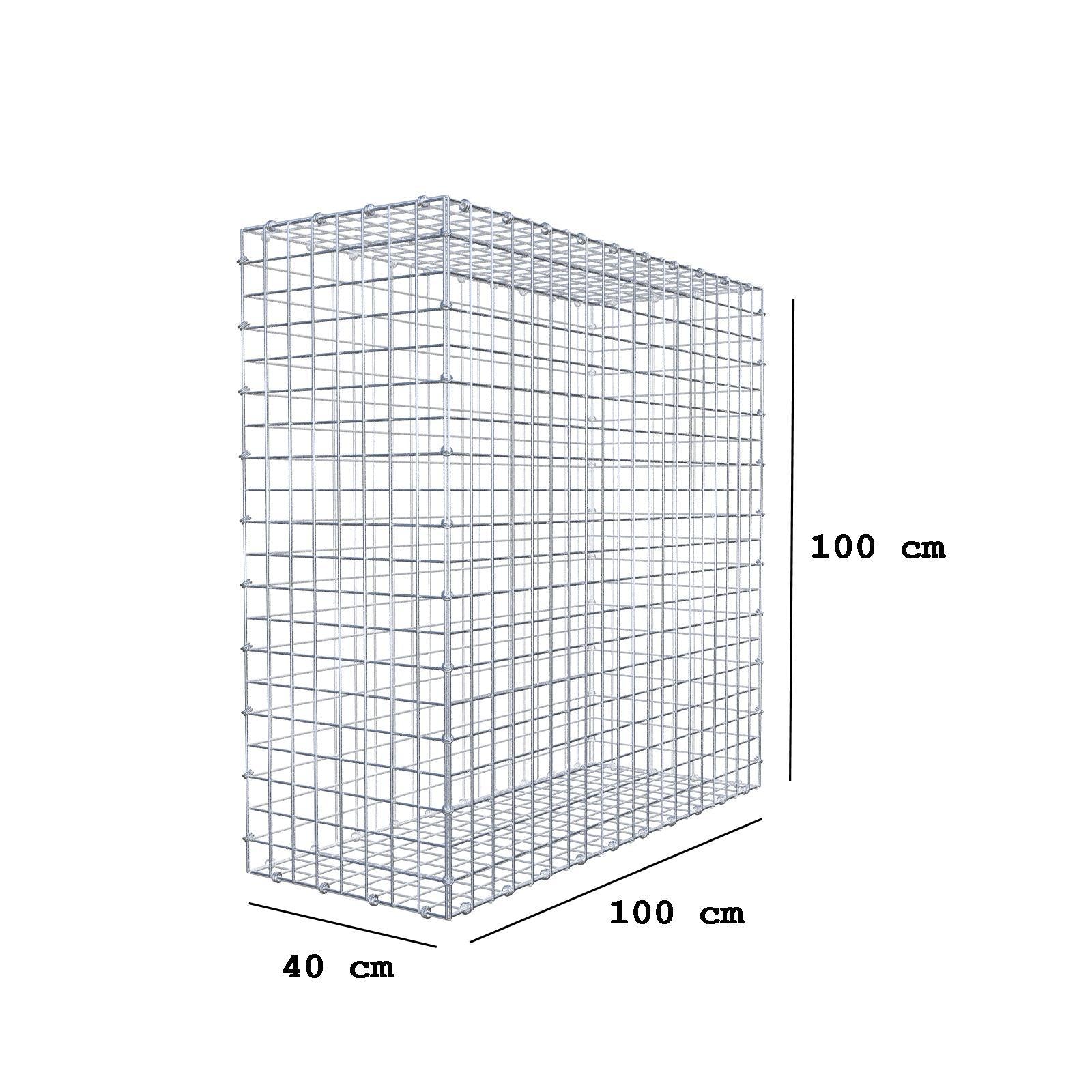 Gabion 100 cm x 100 cm x 40 cm (L x H x P), mailles 5 x 5 cm, anneau en spirale