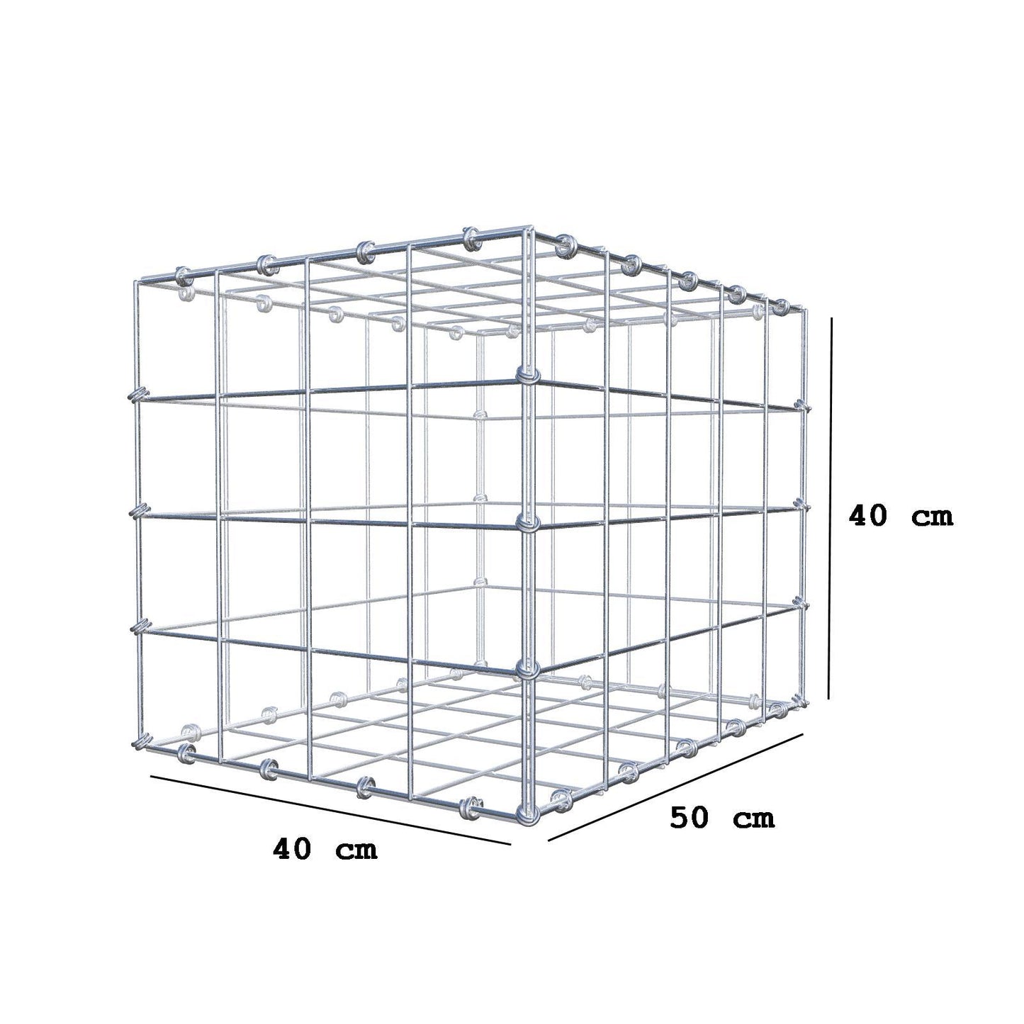 Gabion 50 cm x 40 cm x 40 cm (L x H x P), mailles 10 x 10 cm, anneau en spirale
