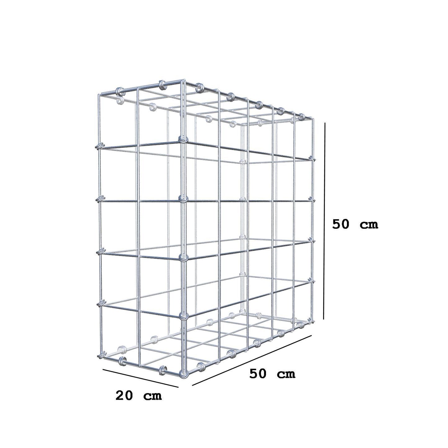 Gabion 50 cm x 50 cm x 20 cm (L x H x P), mailles 10 x 10 cm, anneau en spirale