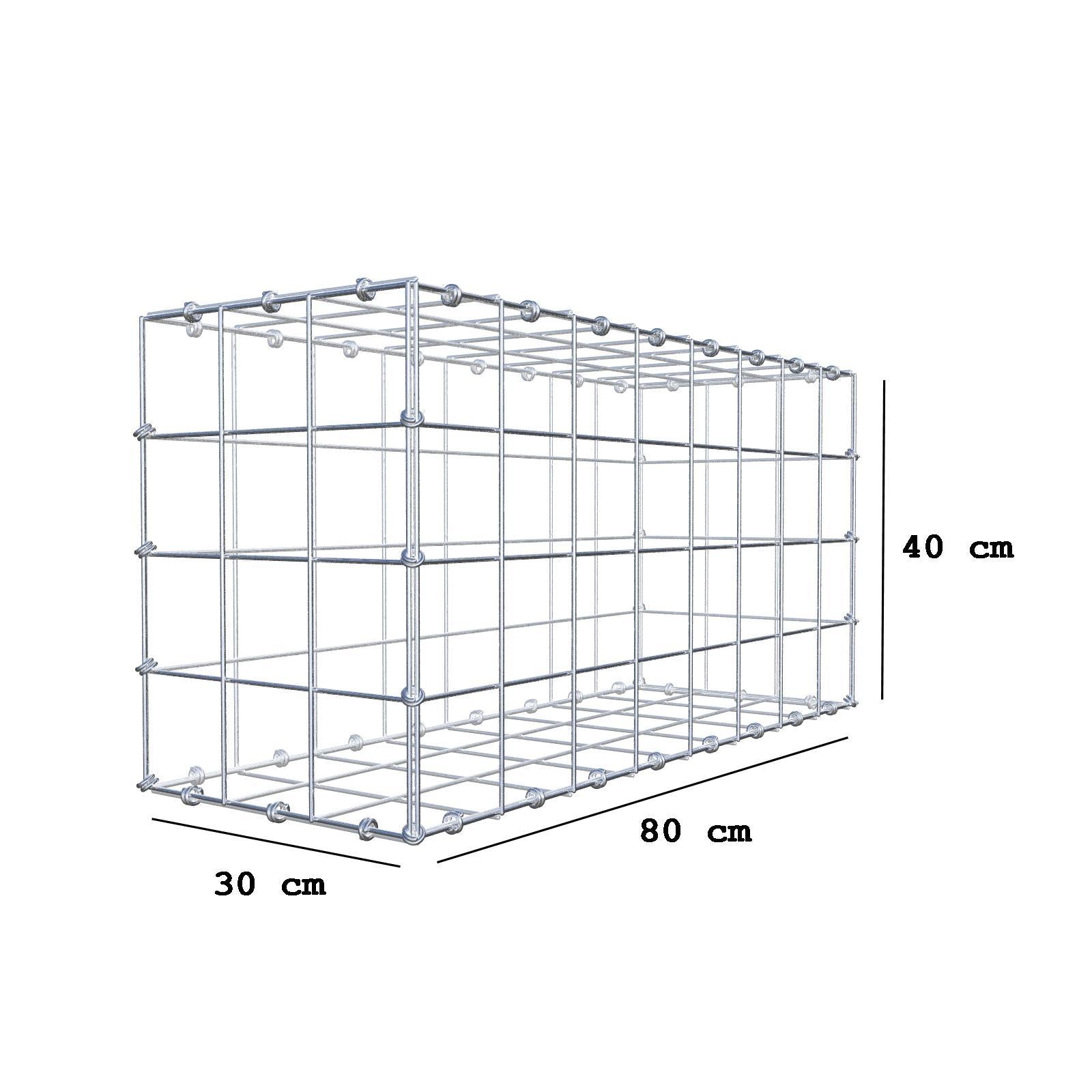 Gabion 80 cm x 40 cm x 30 cm (L x H x D), mesh size 10 x 10 cm, spiral ring