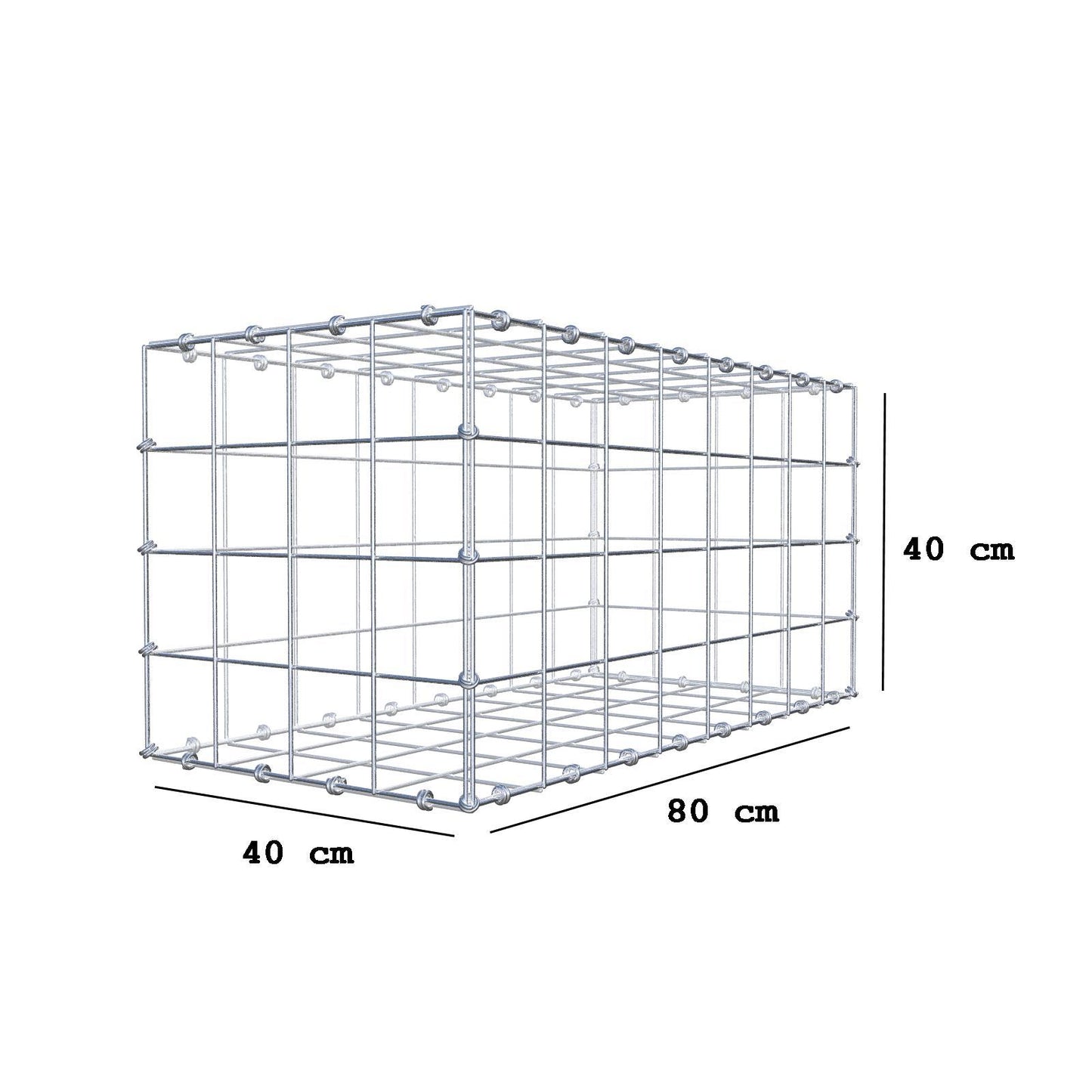 Gabion 80 cm x 40 cm x 40 cm (L x H x D), maskstorlek 10 x 10 cm, spiralring