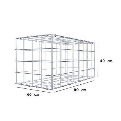 Gabion 80 cm x 40 cm x 40 cm (L x H x D), maskstorlek 10 x 10 cm, spiralring