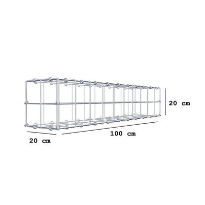 Gabion 100 cm x 20 cm x 20 cm (L x H x D), maskestørrelse 10 x 10 cm, spiralring