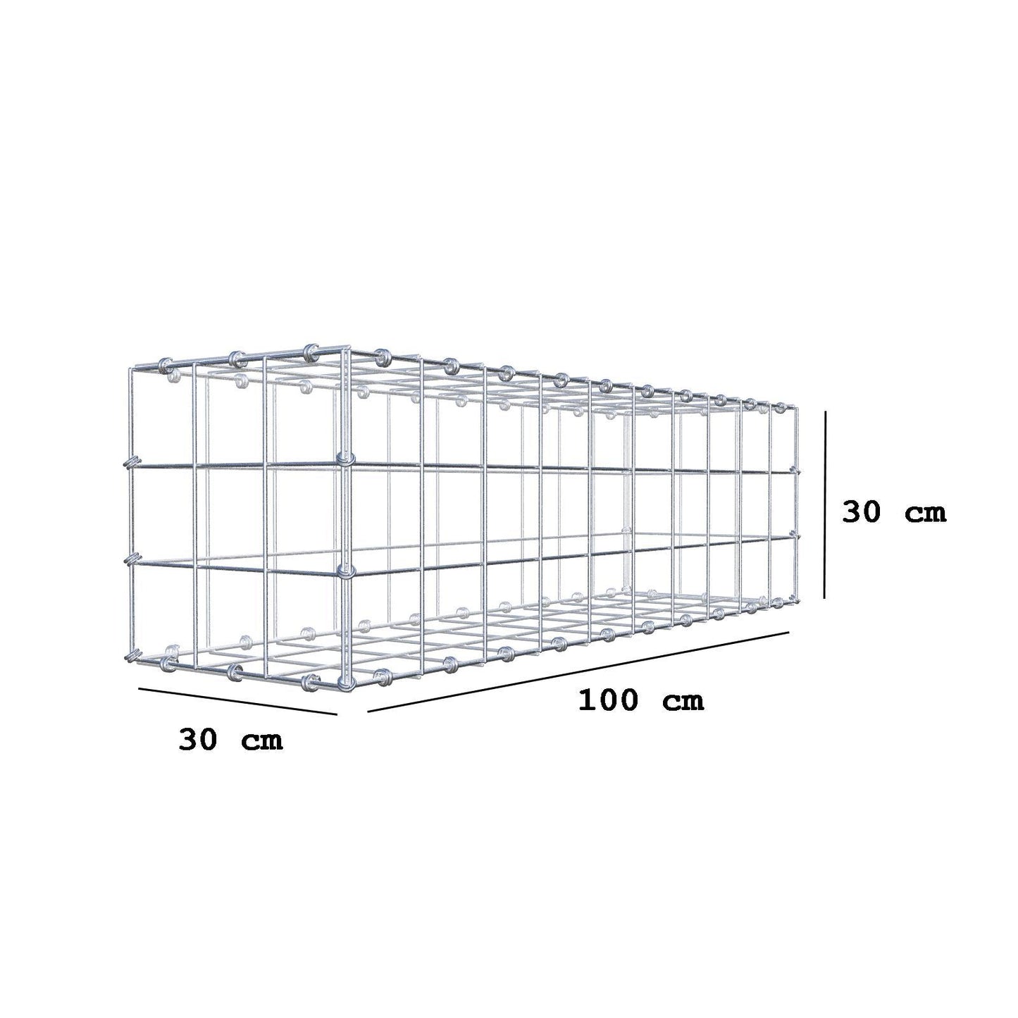 Gabbione 100 cm x 30 cm x 30 cm (L x H x P), maglia 10 x 10 cm, anello a spirale