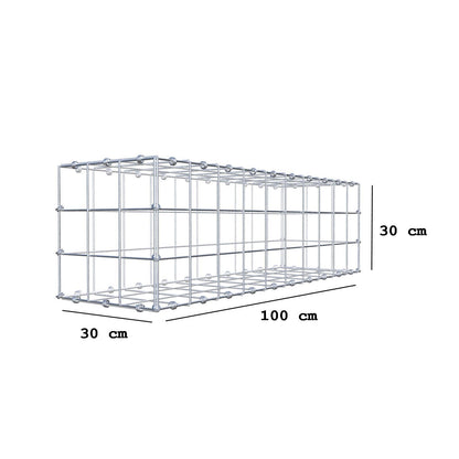 Gabbione 100 cm x 30 cm x 30 cm (L x H x P), maglia 10 x 10 cm, anello a spirale