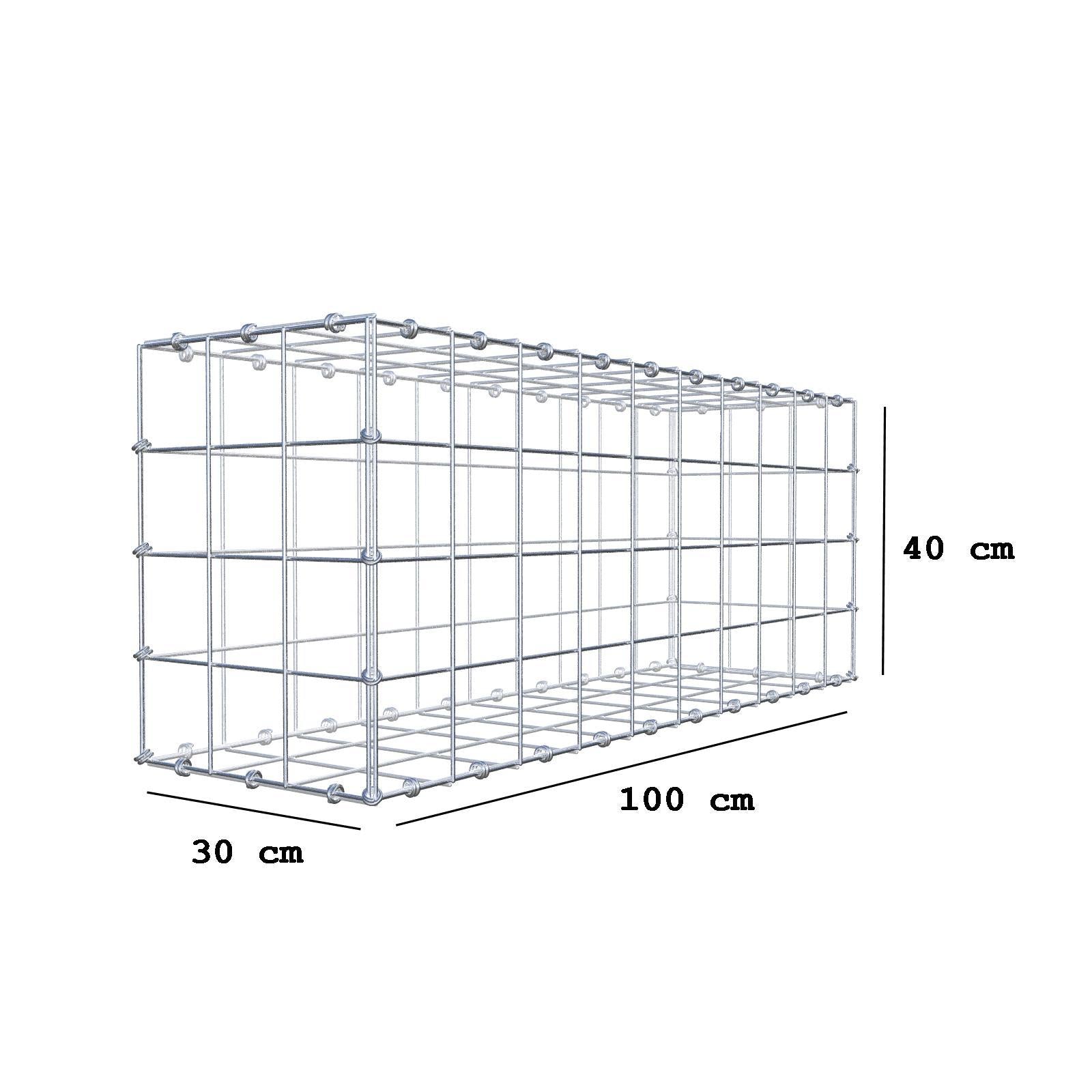 Gabion 100 cm x 40 cm x 30 cm (L x H x D), mesh size 10 x 10 cm, spiral ring