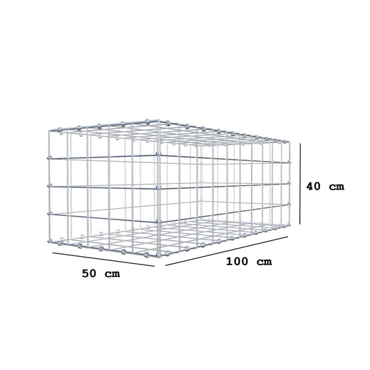Gabion 100 cm x 40 cm x 50 cm (L x H x D), maskstorlek 10 x 10 cm, spiralring