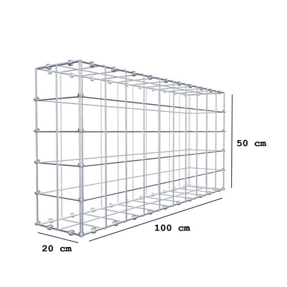 Gabione 100 cm x 50 cm x 20 cm (L x H x T), Maschenweite 10 x 10 cm, Spiralring