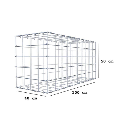 Gabion 100 cm x 50 cm x 40 cm (L x H x D), maskestørrelse 10 x 10 cm, spiralring