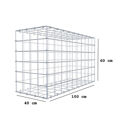 Gabion 100 cm x 60 cm x 40 cm (L x H x D), maskestørrelse 10 x 10 cm, spiralring