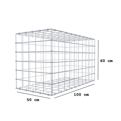 Gabion 100 cm x 60 cm x 50 cm (L x H x P), mailles 10 x 10 cm, anneau en spirale