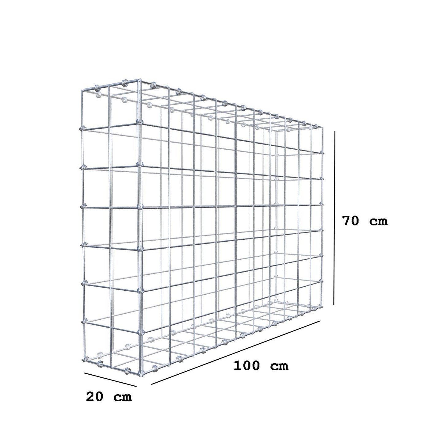 Gabion 100 cm x 70 cm x 20 cm (L x H x P), mailles 10 x 10 cm, anneau en spirale