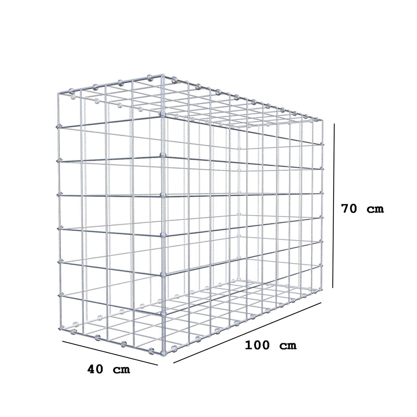 Gabion 100 cm x 70 cm x 40 cm (L x H x P), mailles 10 x 10 cm, anneau en spirale