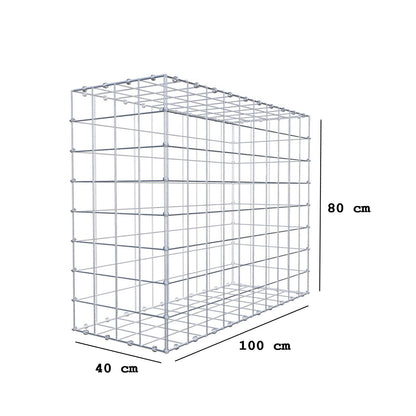 Gabion 100 cm x 80 cm x 40 cm (L x H x D), maskestørrelse 10 x 10 cm, spiralring