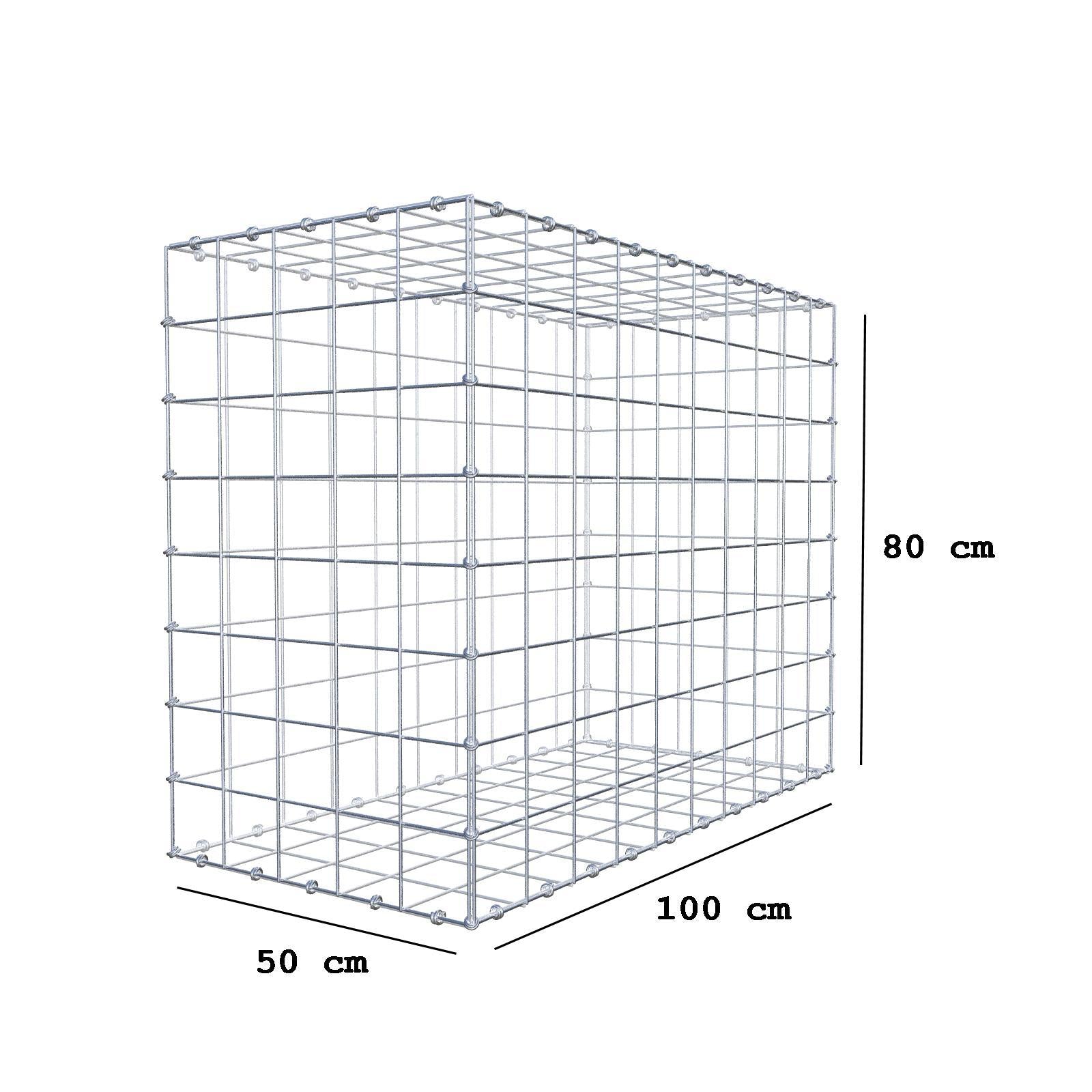 Gabion 100 cm x 80 cm x 50 cm (L x H x D), maskstorlek 10 x 10 cm, spiralring