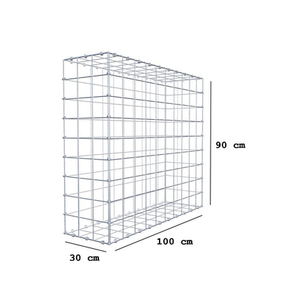 Gabion 100 cm x 90 cm x 30 cm (L x H x D), maskstorlek 10 x 10 cm, spiralring
