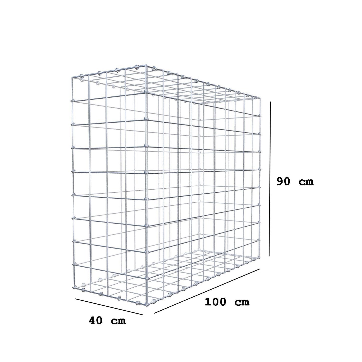 Gabion 100 cm x 90 cm x 40 cm (L x H x P), mailles 10 x 10 cm, anneau en spirale