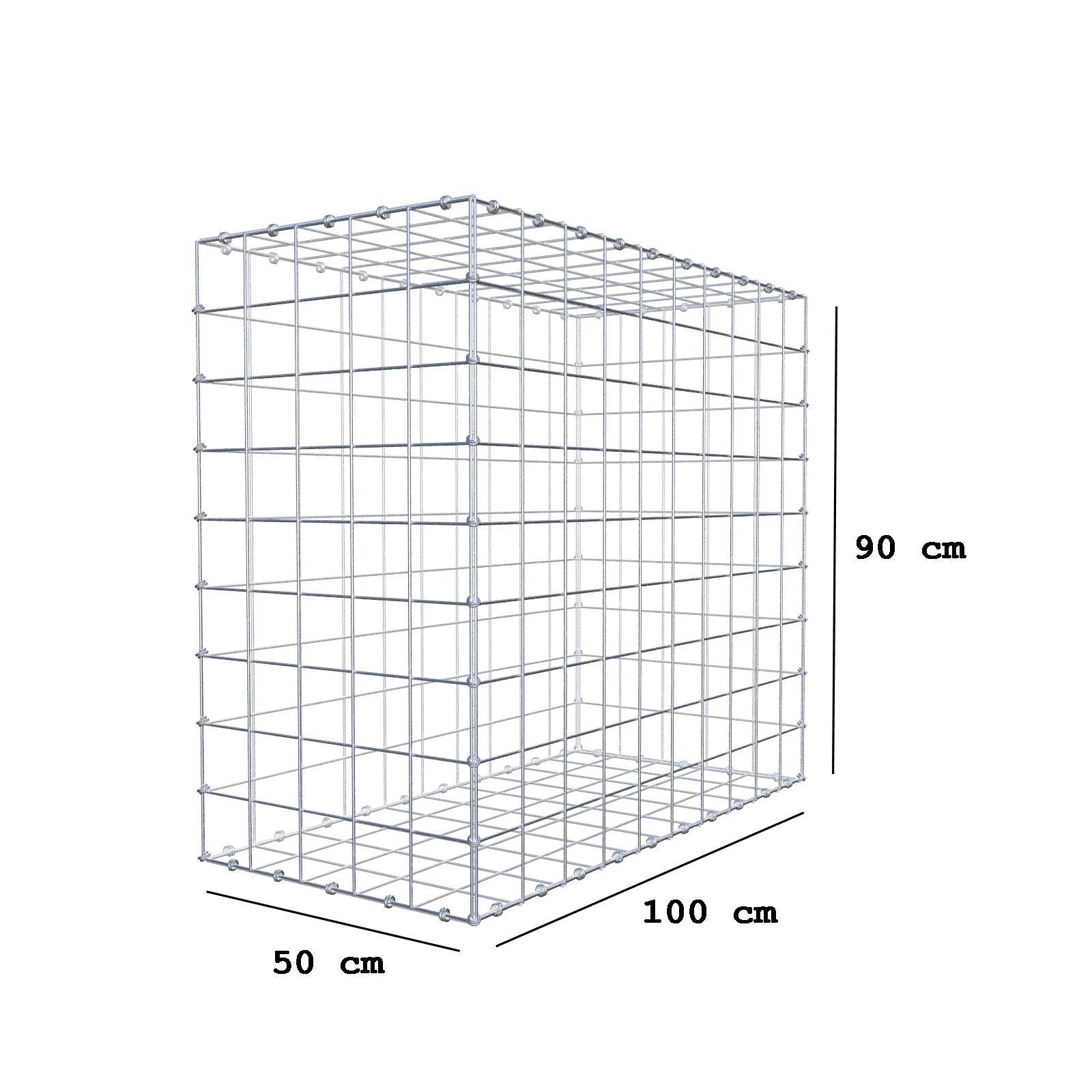 Gabion 100 cm x 90 cm x 50 cm (L x H x D), mesh size 10 x 10 cm, spiral ring