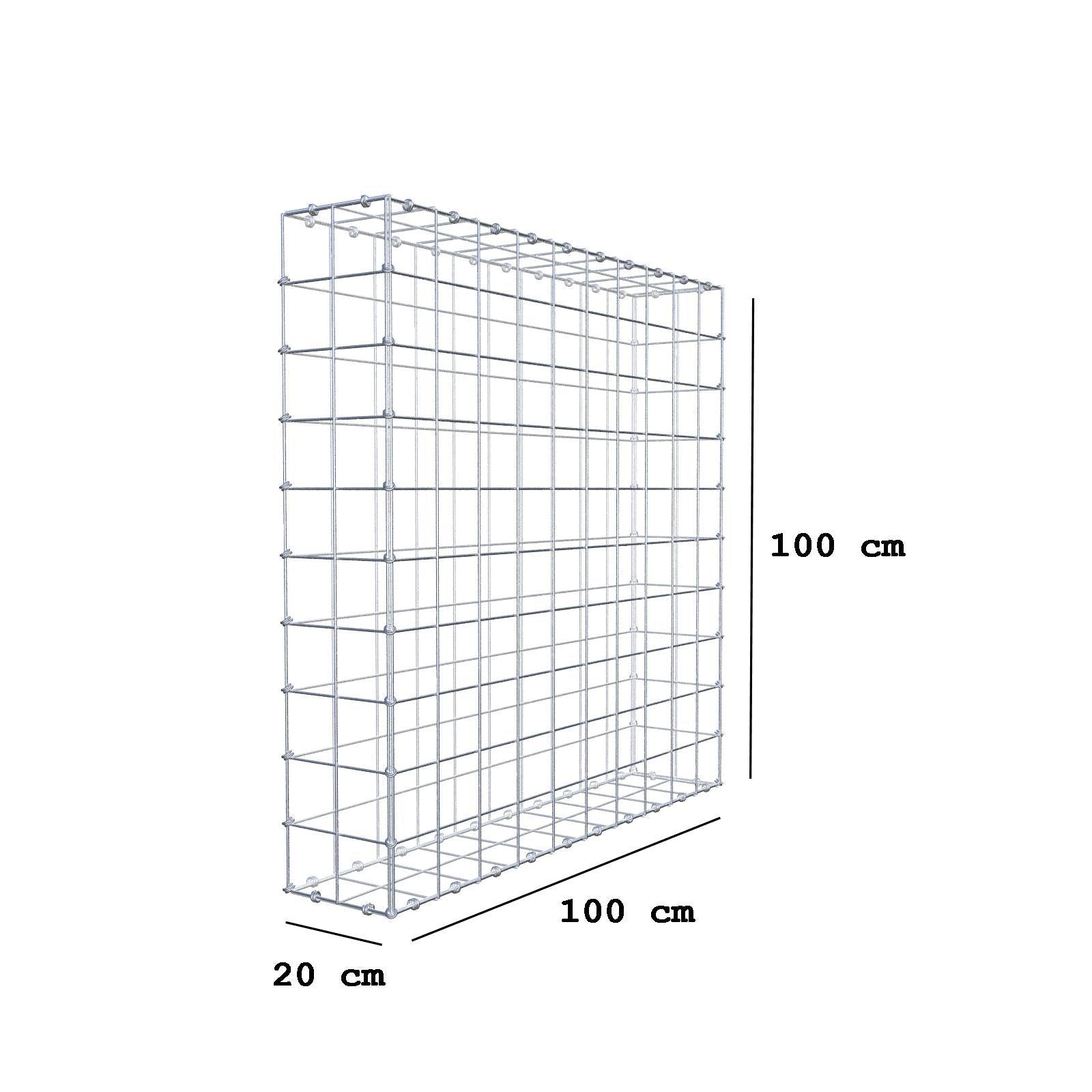 Gabion 100 cm x 100 cm x 20 cm (L x H x D), mesh size 10 x 10 cm, spiral ring