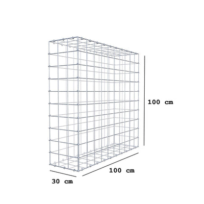 Gabione 100 cm x 100 cm x 30 cm (L x H x T), Maschenweite 10 x 10 cm, Spiralring