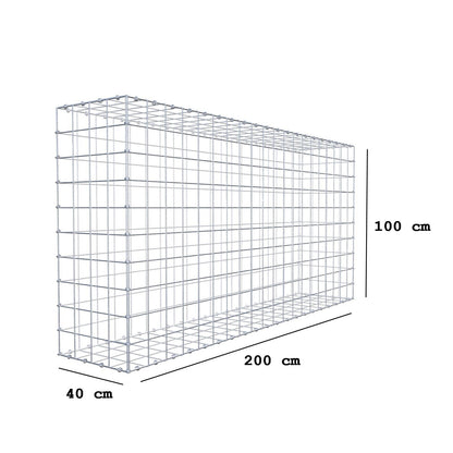 Gabion 200 cm x 100 cm x 40 cm (L x H x P), mailles 10 x 10 cm, anneau en spirale