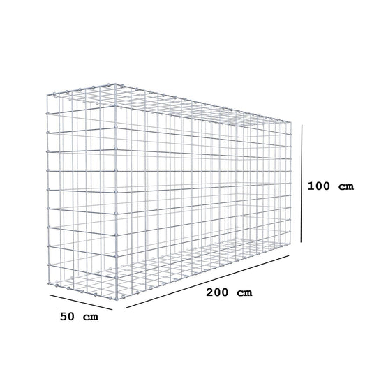 Gabion 200 cm x 100 cm x 50 cm (L x H x D), maskstorlek 10 x 10 cm, spiralring