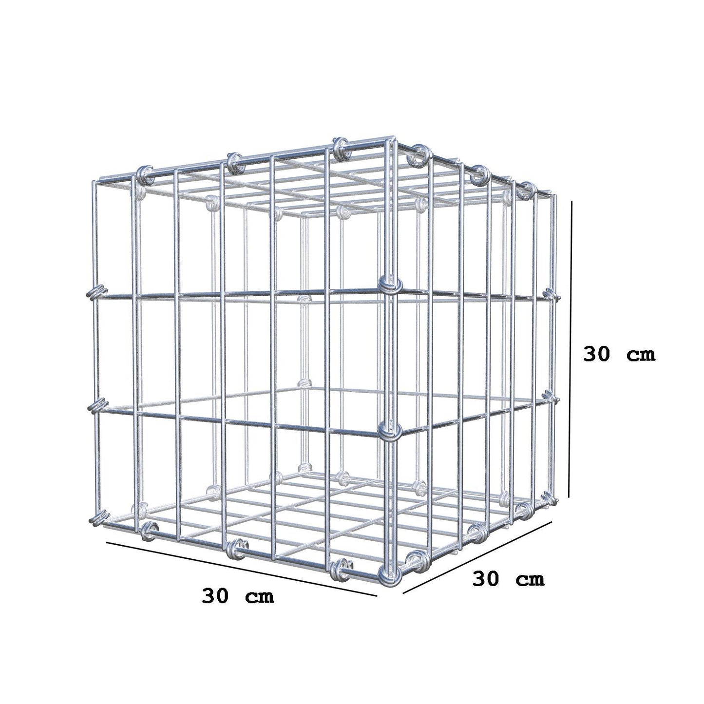 Gabione 30 cm x 30 cm x 30 cm (L x H x T), Maschenweite 5 x 10 cm, Spiralring