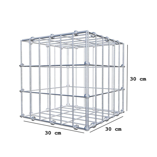 Gavión 30 cm x 30 cm x 30 cm (L x A x P), luz de malla 5 x 10 cm, anillo en espiral