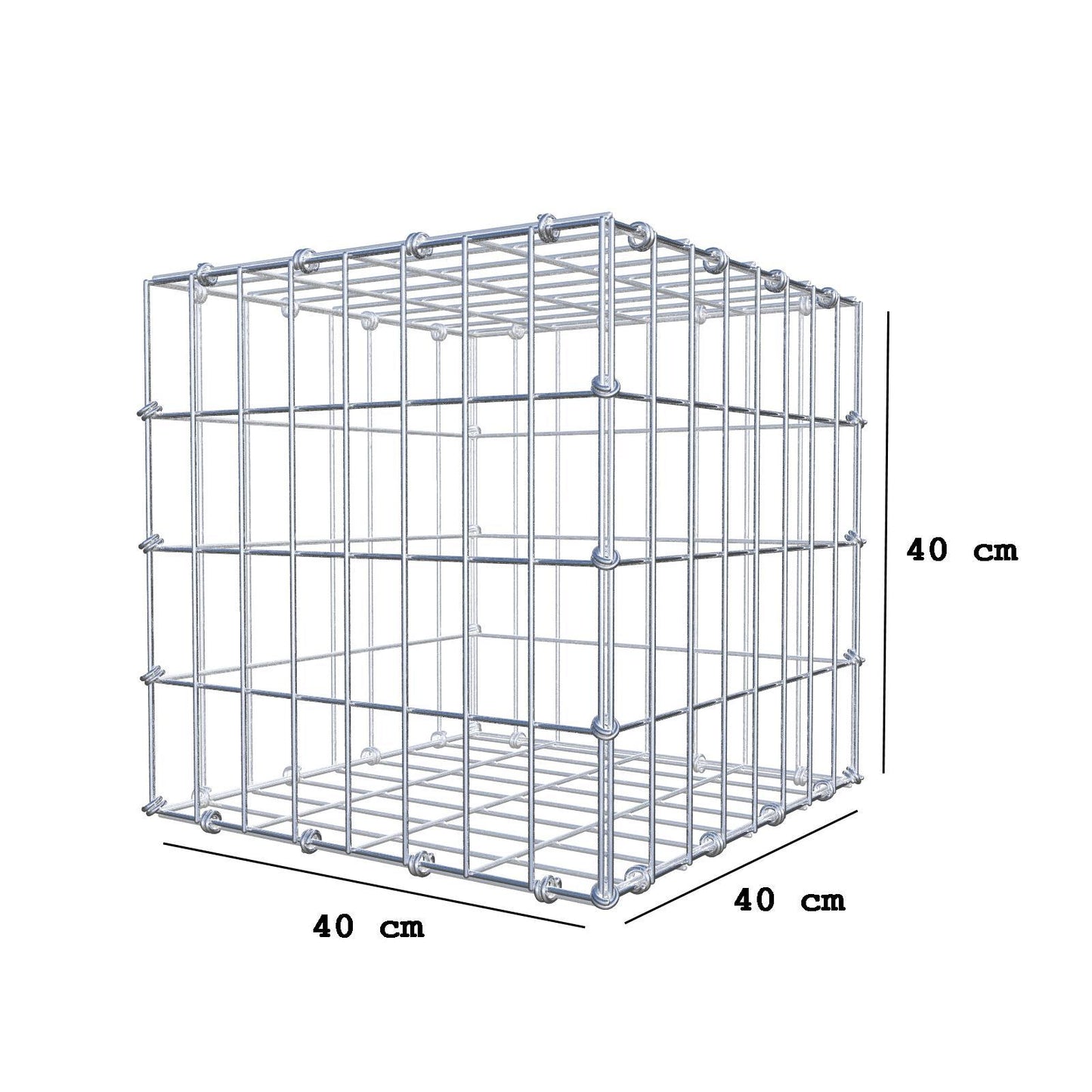 Gabion 40 cm x 40 cm x 40 cm (L x H x P), mailles 5 x 10 cm, anneau en spirale