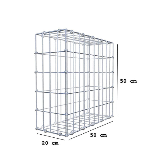 Gabion 50 cm x 50 cm x 20 cm (L x H x D), maskstorlek 5 x 10 cm, spiralring
