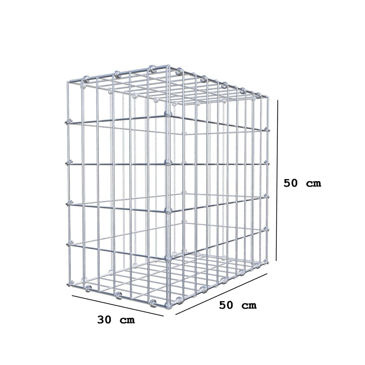 Gabion 50 cm x 50 cm x 30 cm (L x H x D), maskstorlek 5 x 10 cm, spiralring