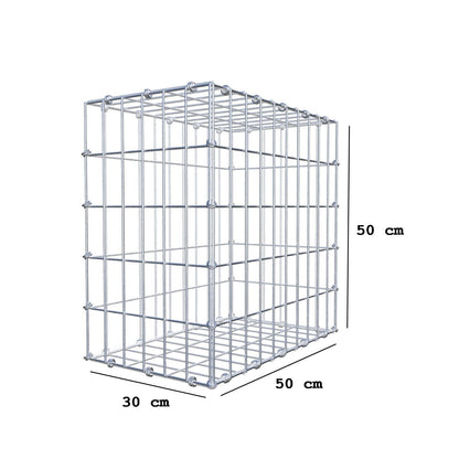 Gabion 50 cm x 50 cm x 30 cm (L x H x D), maskstorlek 5 x 10 cm, spiralring