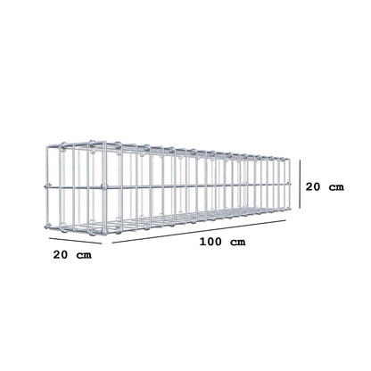 Gabion 100 cm x 20 cm x 20 cm (L x H x D), maskestørrelse 5 x 10 cm, spiralring