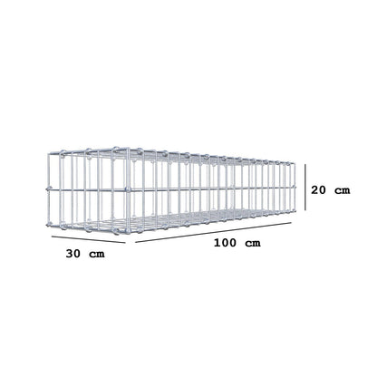 Gabion 100 cm x 20 cm x 30 cm (L x H x D), maskestørrelse 5 x 10 cm, spiralring