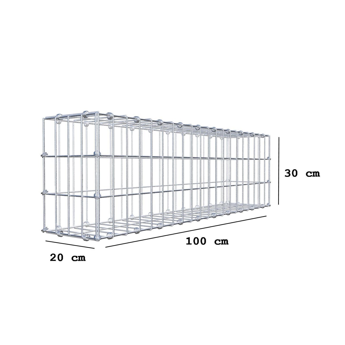 Gabion 100 cm x 30 cm x 20 cm (L x H x P), mailles 5 x 10 cm, anneau en spirale