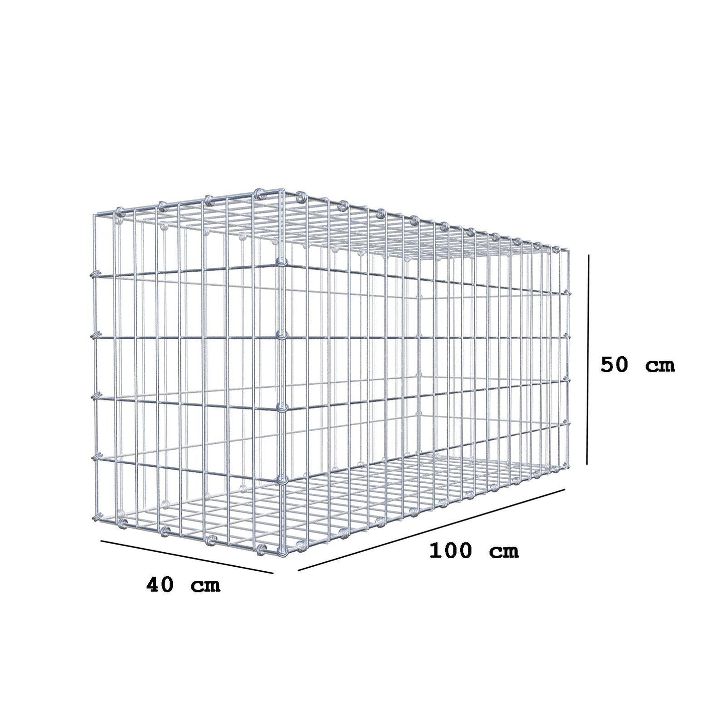 Gabion 100 cm x 50 cm x 40 cm (L x H x P), mailles 5 x 10 cm, anneau en spirale