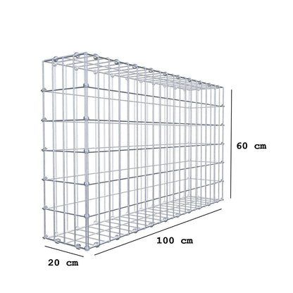 Gabion 100 cm x 60 cm x 20 cm (L x H x P), mailles 5 x 10 cm, anneau en spirale
