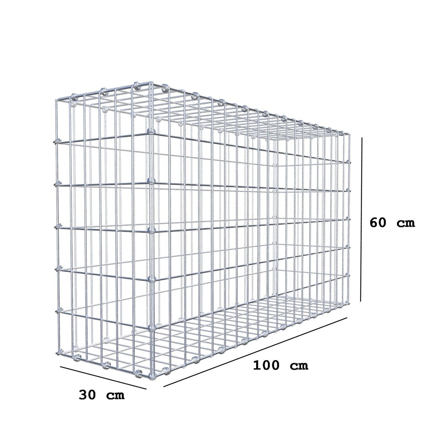 Gabion 100 cm x 60 cm x 30 cm (L x H x P), mailles 5 x 10 cm, anneau en spirale
