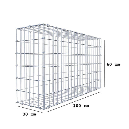 Gabion 100 cm x 60 cm x 30 cm (L x H x P), mailles 5 x 10 cm, anneau en spirale