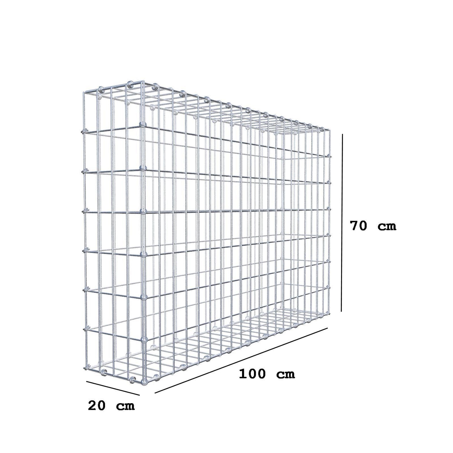 Gabion 100 cm x 70 cm x 20 cm (L x H x P), mailles 5 x 10 cm, anneau en spirale