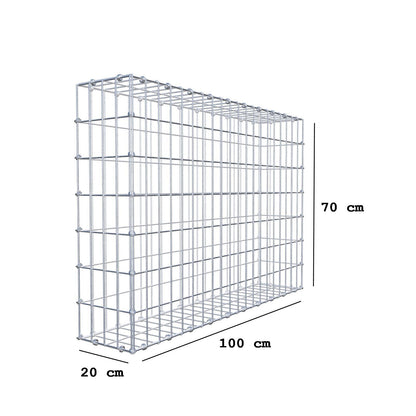 Gabion 100 cm x 70 cm x 20 cm (L x H x P), mailles 5 x 10 cm, anneau en spirale