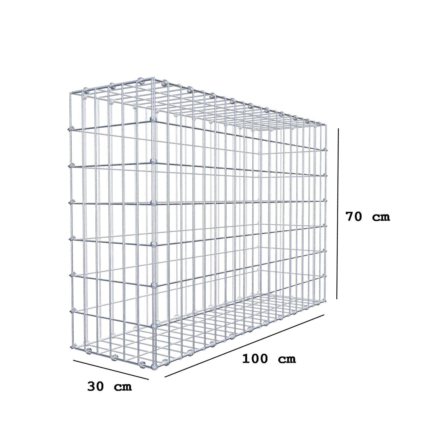 Gabion 100 cm x 70 cm x 30 cm (L x H x P), mailles 5 x 10 cm, anneau en spirale
